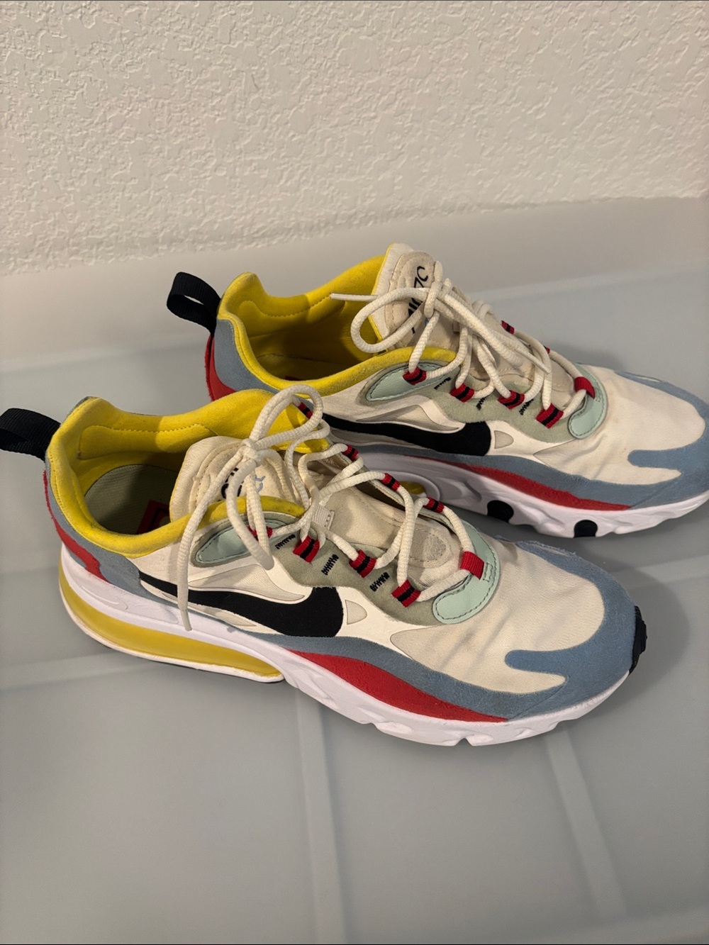 Nike Air Max 270 React Bauhaus Sneakers SZ 9.4 White Multicolor Athletic active - Picture 4 of 15